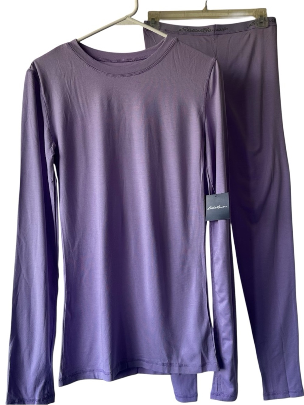 NEW Eddie Bauer Kids Teens Sz XL 16 Base Layer Set Lavender Top Bottom Unisex